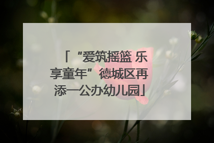 “爱筑摇篮 乐享童年”德城区再添一公办幼儿园