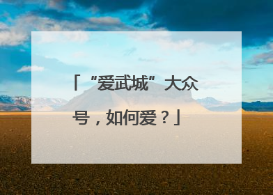 “爱武城”大众号，如何爱？