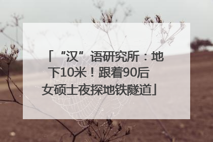 “汉”语研究所：地下10米！跟着90后女硕士夜探地铁隧道