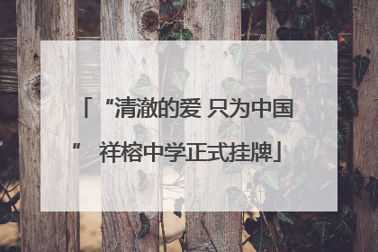 “清澈的爱 只为中国” 祥榕中学正式挂牌