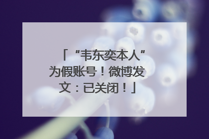 “韦东奕本人”为假账号！微博发文：已关闭！