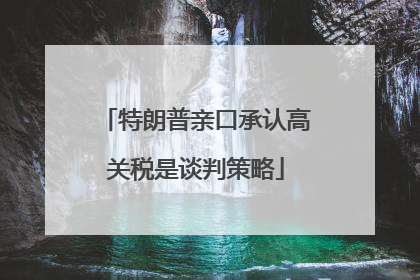特朗普亲口承认高关税是谈判策略