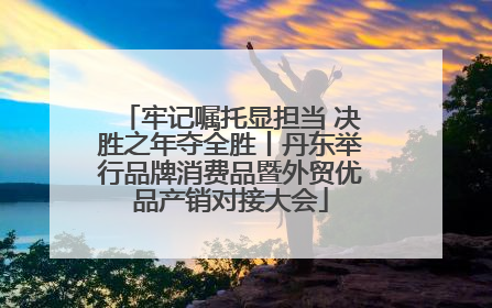 牢记嘱托显担当 决胜之年夺全胜丨丹东举行品牌消费品暨外贸优品产销对接大会