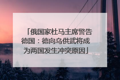 俄国家杜马主席警告德国：德向乌供武将成为两国发生冲突原因