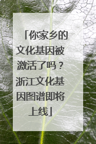 你家乡的文化基因被激活了吗？浙江文化基因图谱即将上线