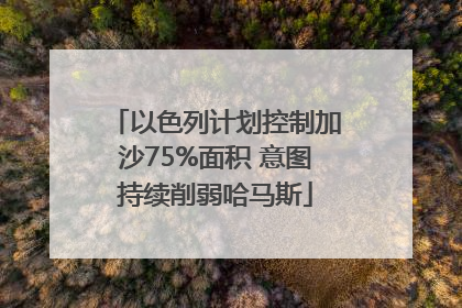 以色列计划控制加沙75%面积 意图持续削弱哈马斯