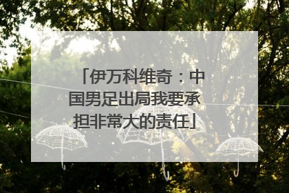 伊万科维奇：中国男足出局我要承担非常大的责任