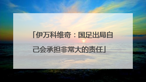 伊万科维奇：国足出局自己会承担非常大的责任