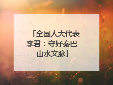全国人大代表李君：守好秦巴山水文脉