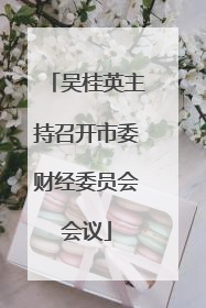 吴桂英主持召开市委财经委员会会议