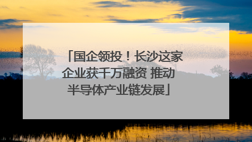 国企领投！长沙这家企业获千万融资 推动半导体产业链发展