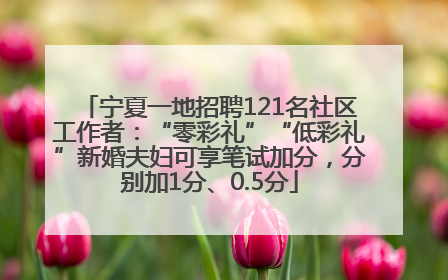 宁夏一地招聘121名社区工作者：“零彩礼”“低彩礼”新婚夫妇可享笔试加分，分别加1分、0.5分