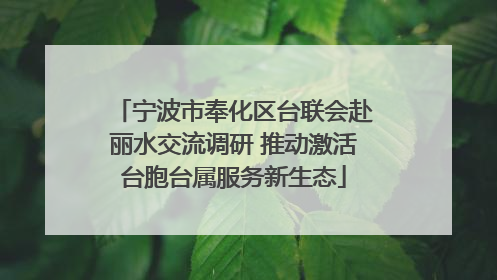 宁波市奉化区台联会赴丽水交流调研 推动激活台胞台属服务新生态