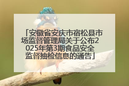 安徽省安庆市宿松县市场监督管理局关于公布2025年第3期食品安全监督抽检信息的通告