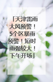 天津雷雨大风预警！5个区暴雨预警！短时雨强较大！下午开场