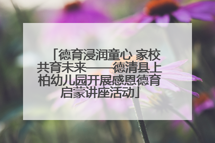 德育浸润童心 家校共育未来——德清县上柏幼儿园开展感恩德育启蒙讲座活动
