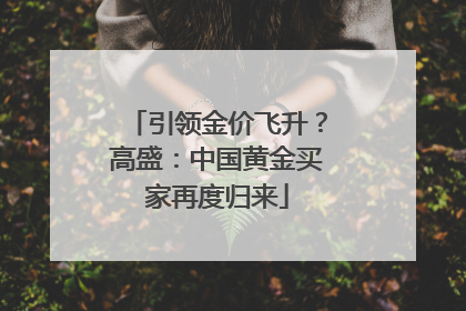 引领金价飞升？高盛：中国黄金买家再度归来