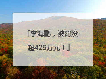 李海鹏，被罚没超426万元！