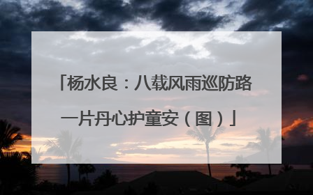 杨水良：八载风雨巡防路 一片丹心护童安（图）