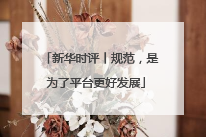 新华时评丨规范，是为了平台更好发展