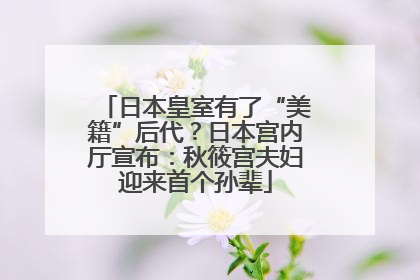 日本皇室有了“美籍”后代？日本宫内厅宣布：秋筱宫夫妇迎来首个孙辈
