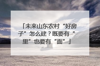 未来山东农村“好房子”怎么建？既要有“里”也要有“面”