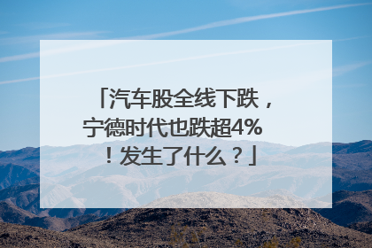 汽车股全线下跌，宁德时代也跌超4%！发生了什么？