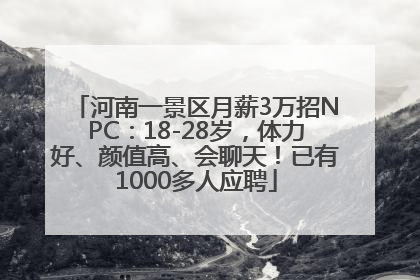 河南一景区月薪3万招NPC：18-28岁，体力好、颜值高、会聊天！已有1000多人应聘