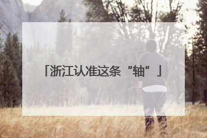 浙江认准这条“轴”