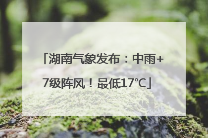 湖南气象发布：中雨+7级阵风！最低17℃