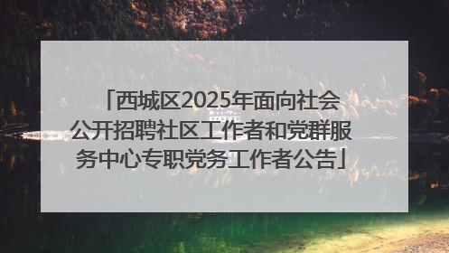西城区2025年面向社会公开招聘社区工作者和党群服务中心专职党务工作者公告