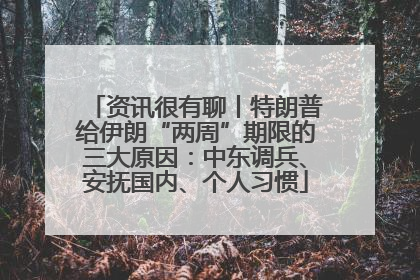 资讯很有聊丨特朗普给伊朗“两周”期限的三大原因：中东调兵、安抚国内、个人习惯