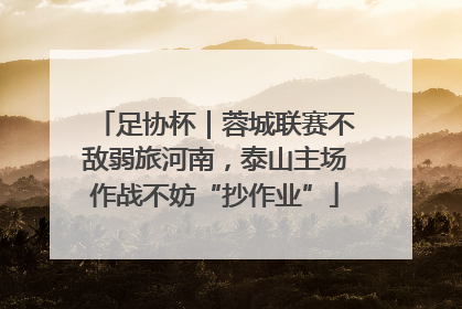足协杯｜蓉城联赛不敌弱旅河南，泰山主场作战不妨“抄作业”
